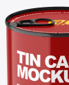 Glossy Tin Can With Pull Tab Mockup