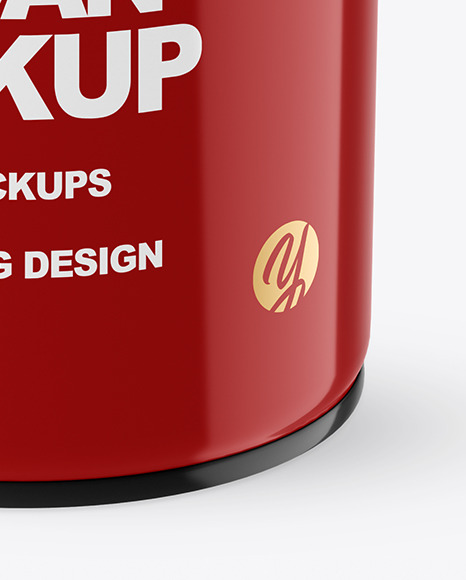 Glossy Tin Can With Pull Tab Mockup