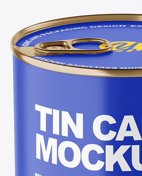 Matte Tin Can With Pull Tab Mockup