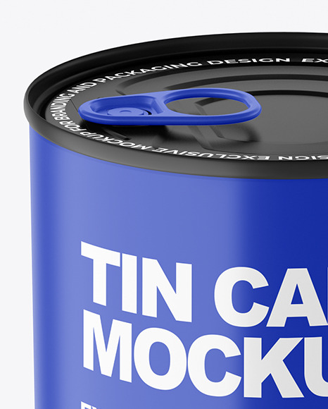 Matte Tin Can With Pull Tab Mockup