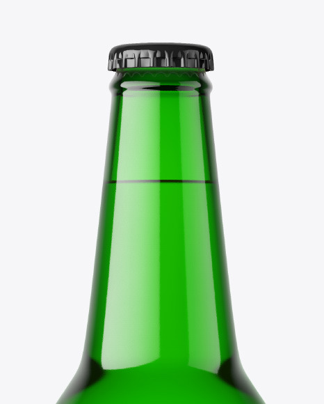 Green Glass Beer Bottle Mockup