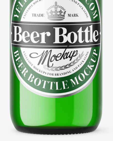 Green Glass Beer Bottle Mockup