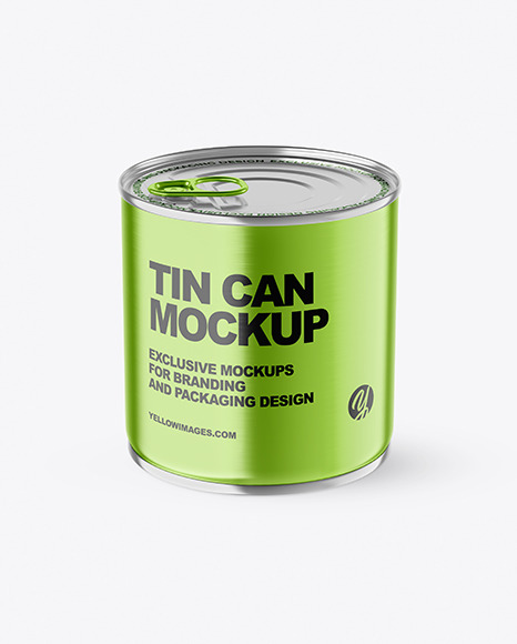 Metallic Tin Can With Pull Tab Mockup