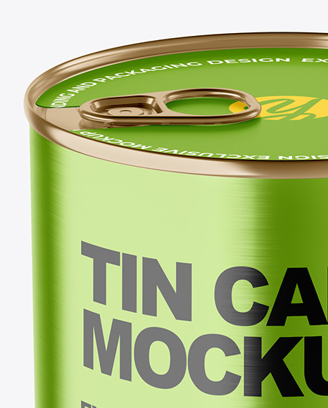 Metallic Tin Can With Pull Tab Mockup