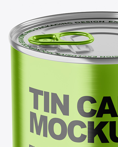 Metallic Tin Can With Pull Tab Mockup