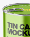 Metallic Tin Can With Pull Tab Mockup