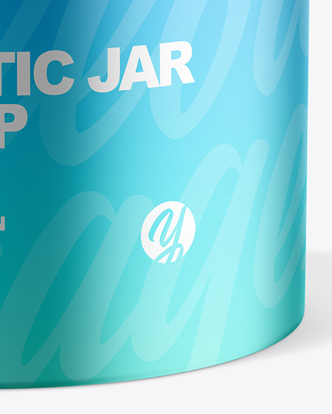 Metallic Cosmetic Jar with Wood Cap Mockup