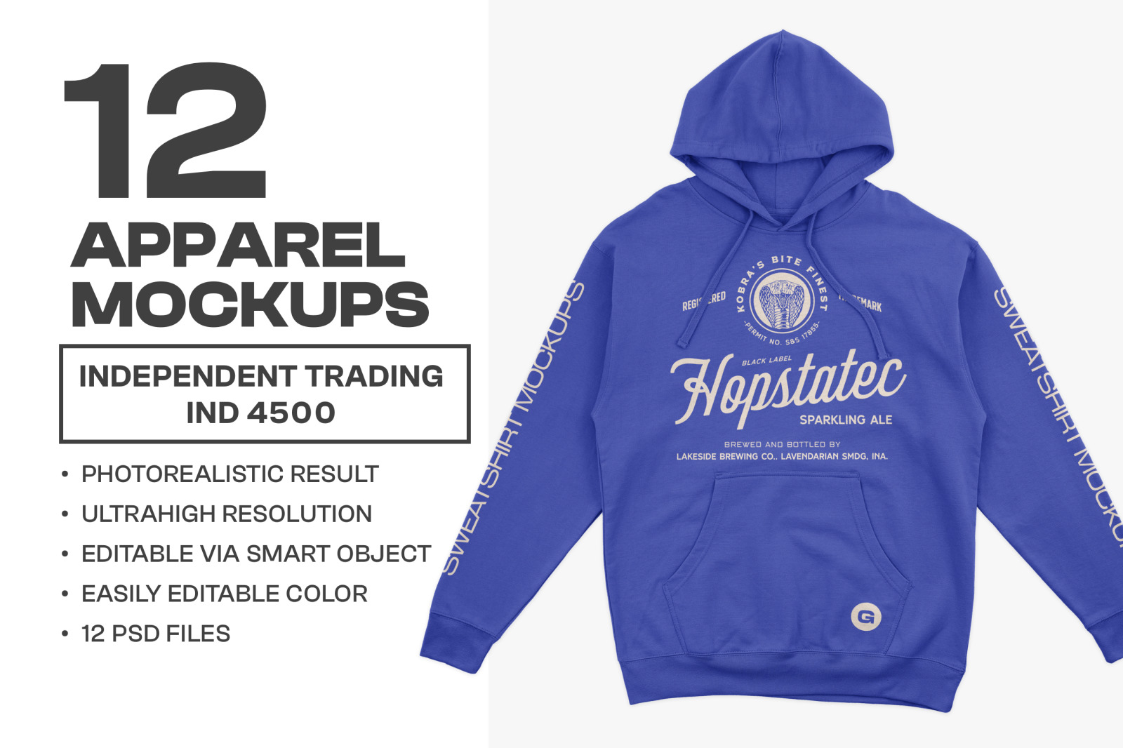 Independent Trading Co 4500 Hooded Pullover Sweatshirt Mockups