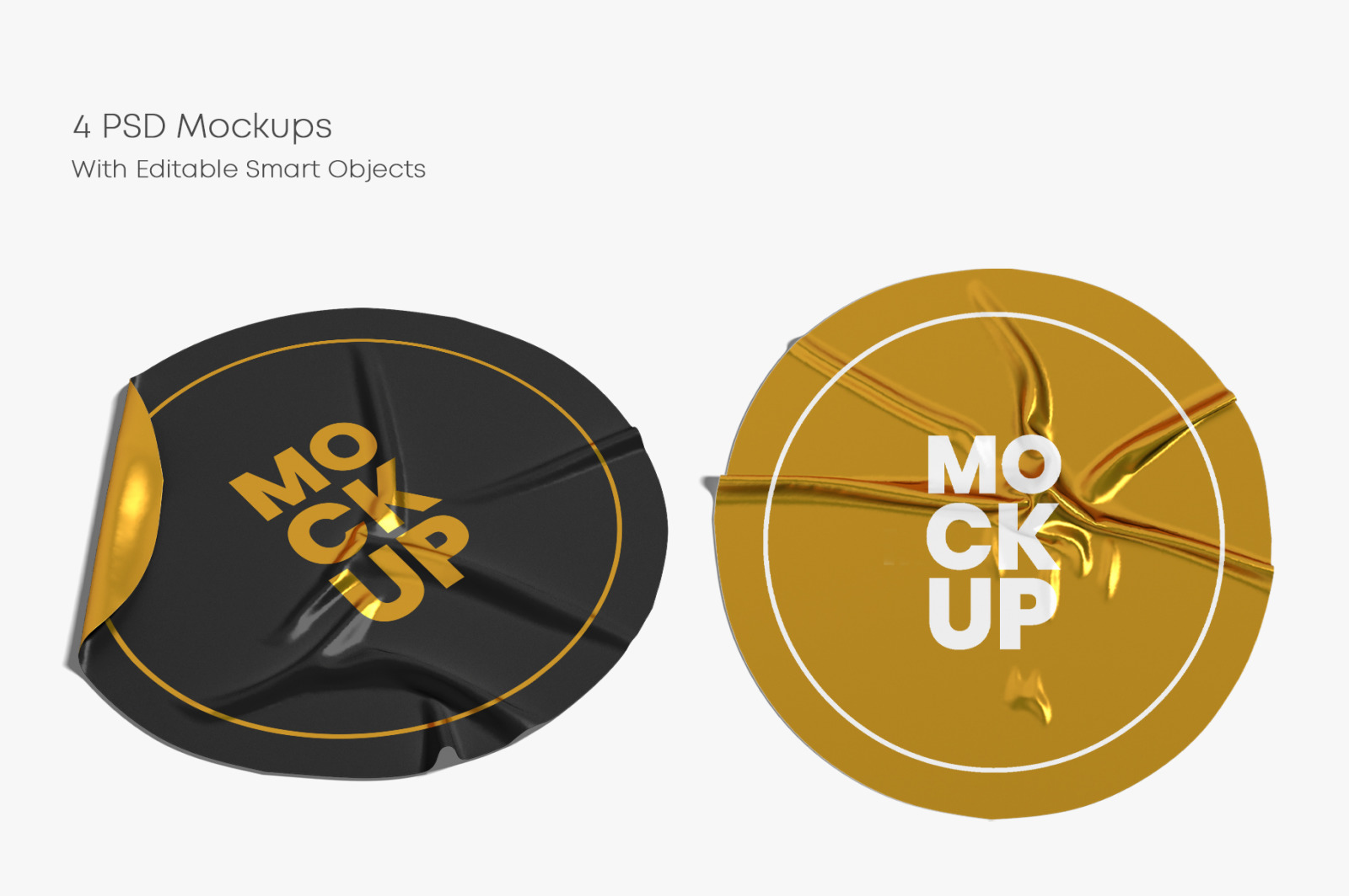 Round Crumpled Stickers Mockup Set