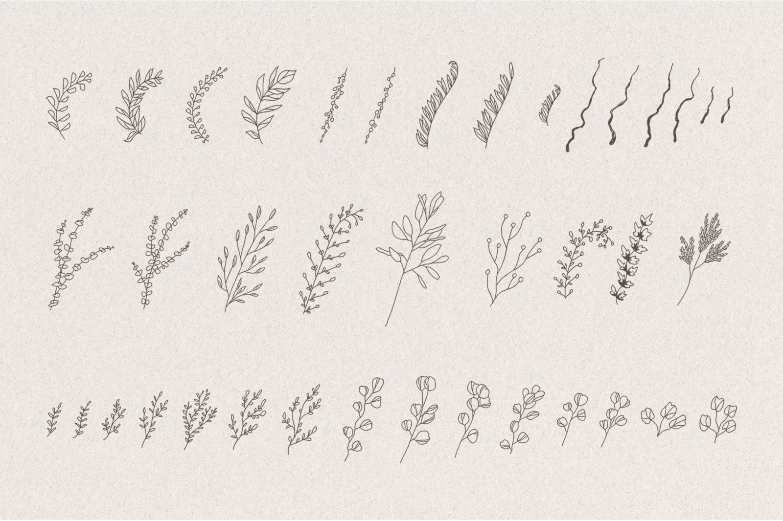 Set of hand drawn greenery