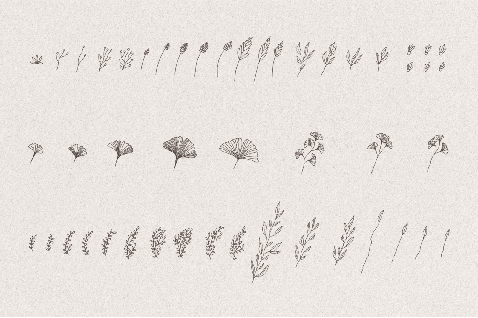 Set of hand drawn greenery