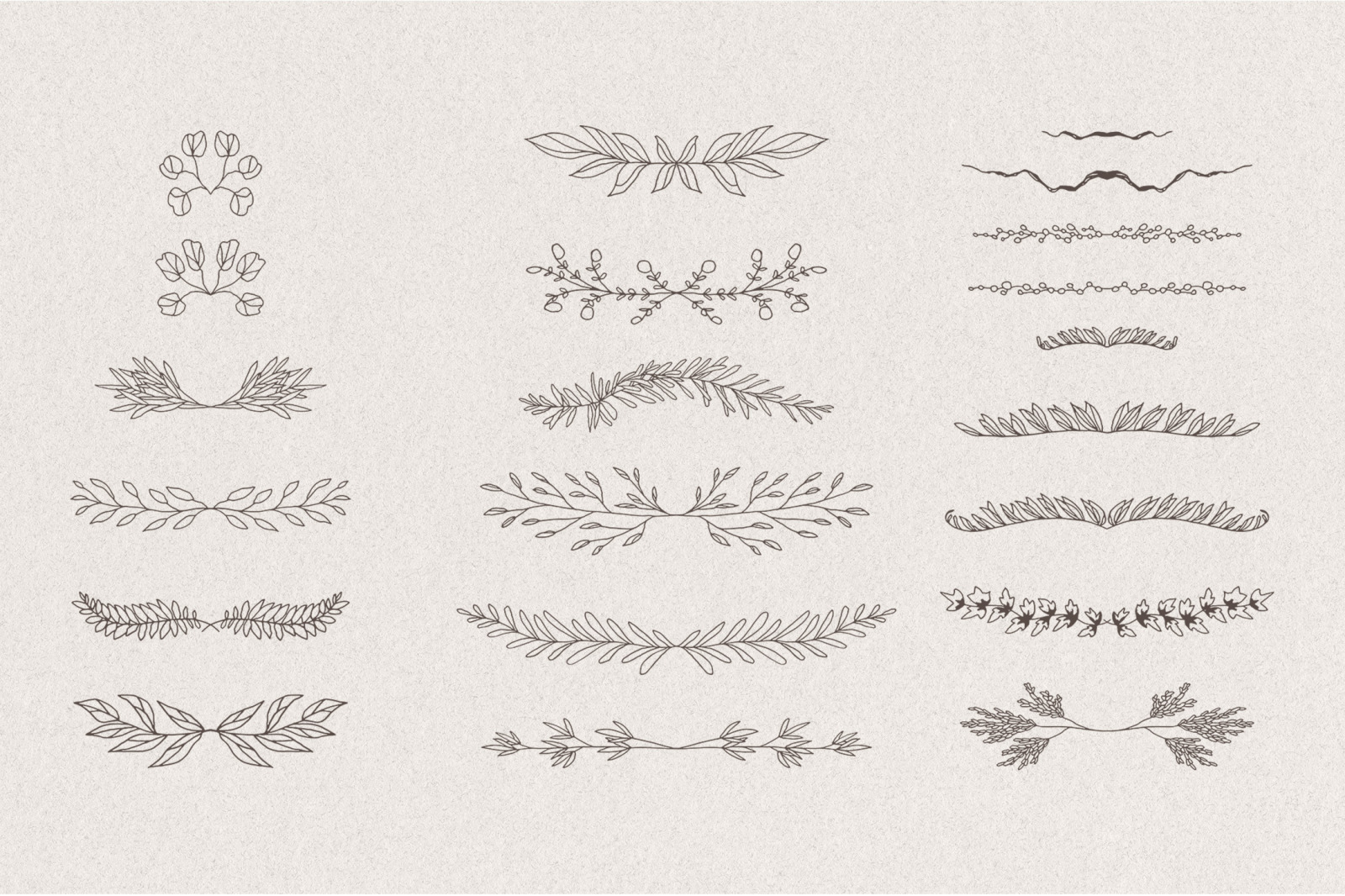 Set of hand drawn greenery