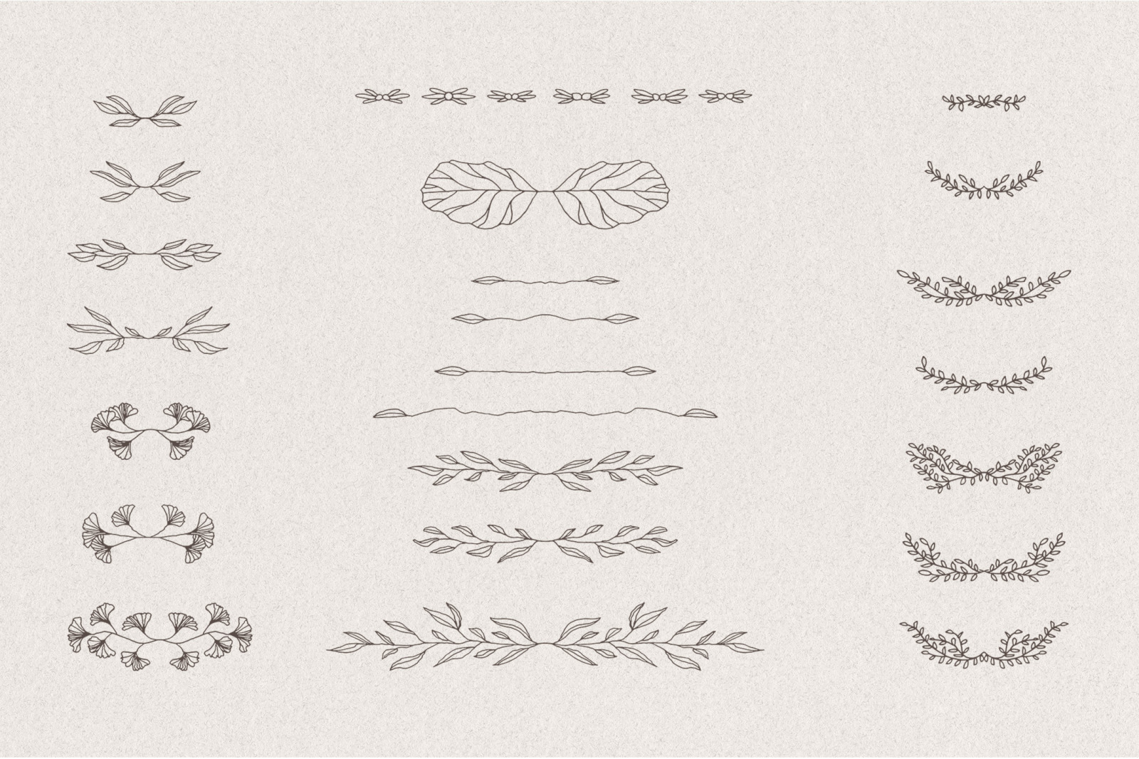 Set of hand drawn greenery