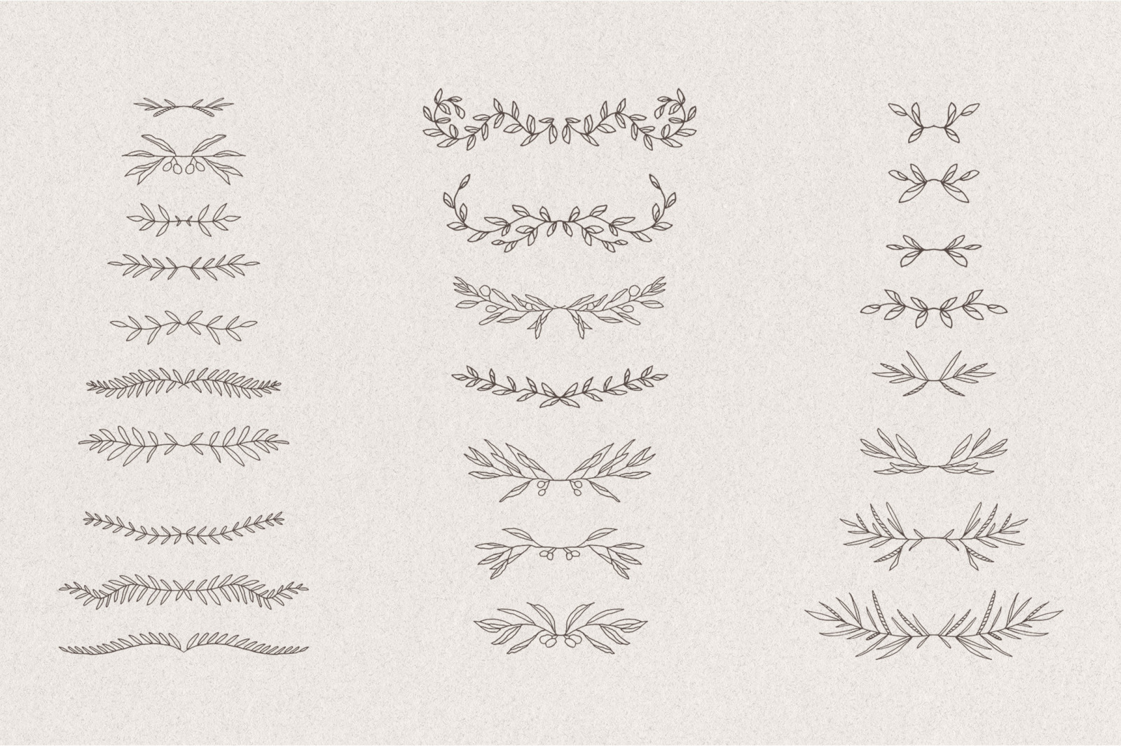 Set of hand drawn greenery