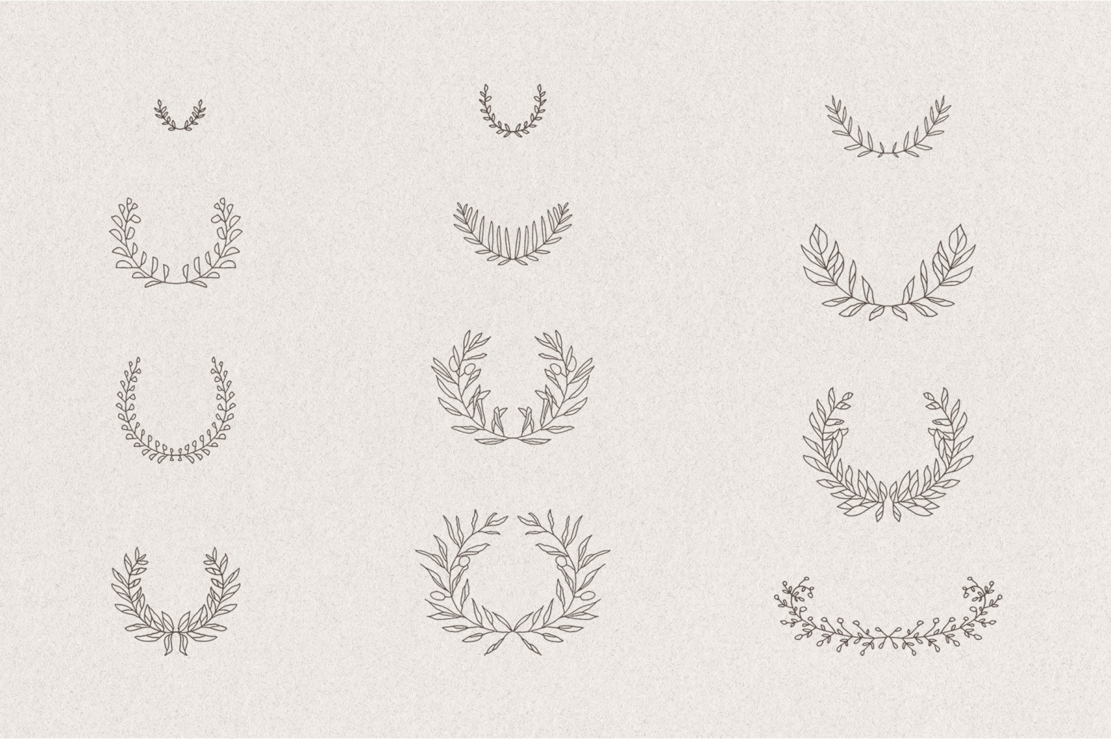 Set of hand drawn greenery