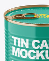 Glossy Tin Can With Pull Tab Mockup