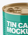 Glossy Tin Can With Pull Tab Mockup