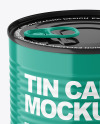 Glossy Tin Can With Pull Tab Mockup