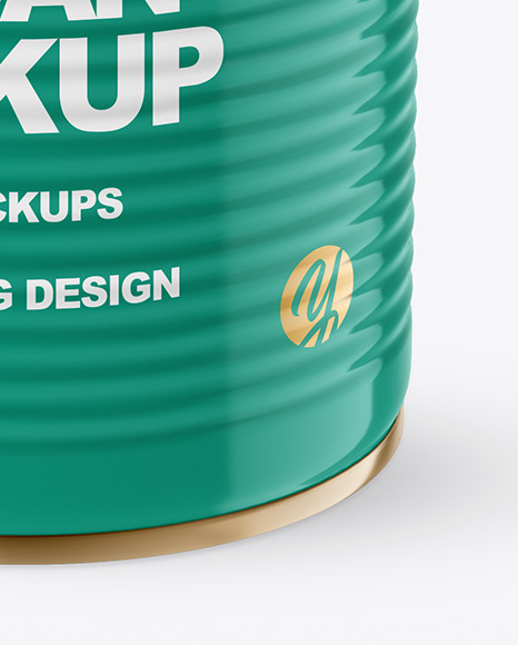 Glossy Tin Can With Pull Tab Mockup