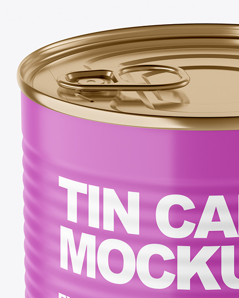 Matte Tin Can With Pull Tab Mockup