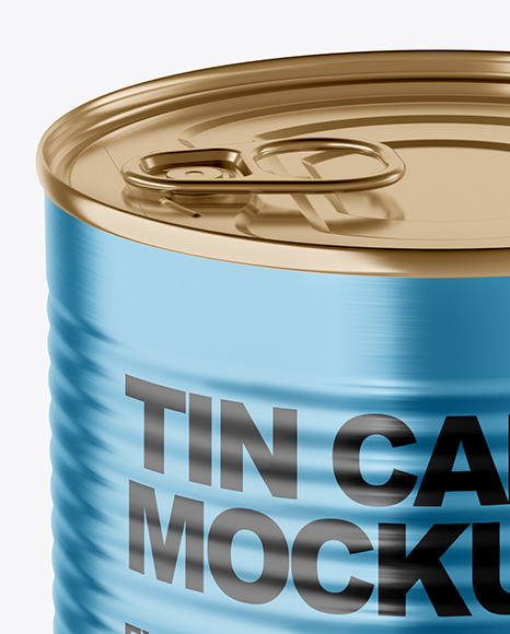 Metallic Tin Can With Pull Tab Mockup