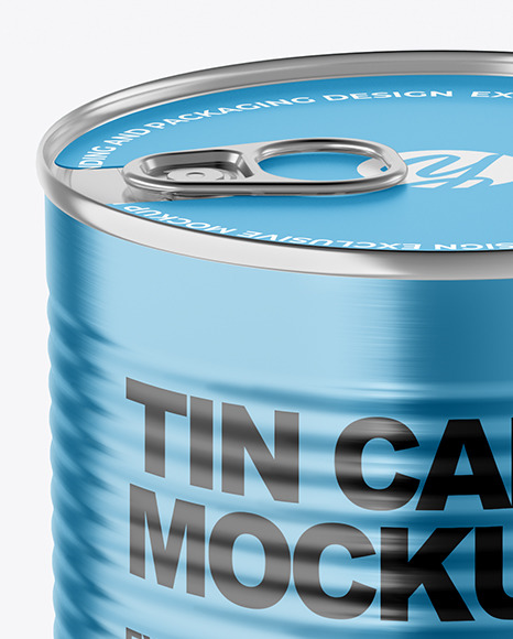 Metallic Tin Can With Pull Tab Mockup