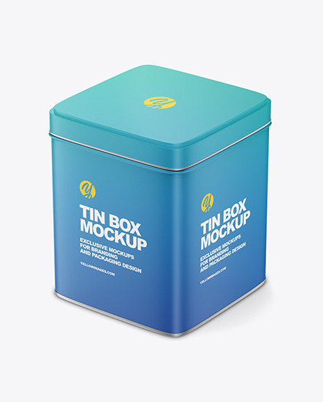 Matte Square Tin Box Mockup