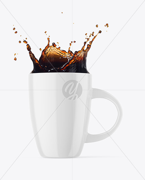 Glossy Mug w/ Coffee Splash Mockup