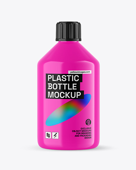 500ml Glossy Plastic Bottle Mockup