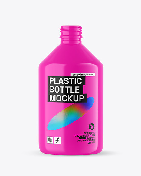 500ml Glossy Plastic Bottle Mockup