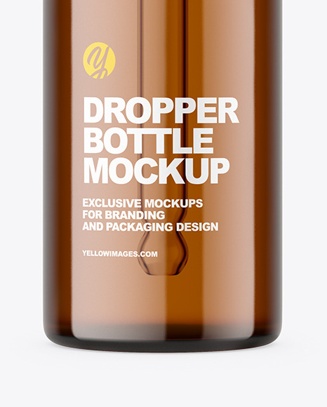 Amber Glass Dropper Bottle Mockup