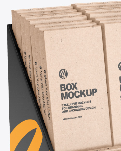 Display Box w/ Boxes Mockup - Half Side View