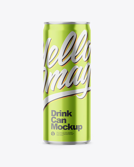 250ml Glossy Metallic Drink Can Mockup