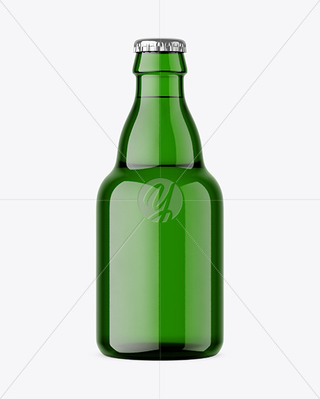 Green Glass Beer Bottle Mockup