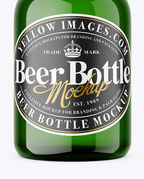 Green Glass Beer Bottle Mockup