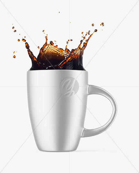 Metallic Mug w/ Coffee Splash Mockup