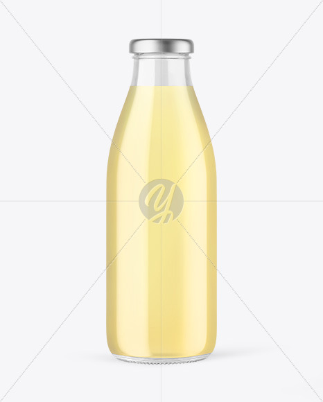 Clear Glass Bottle with Grape Juice Mockup