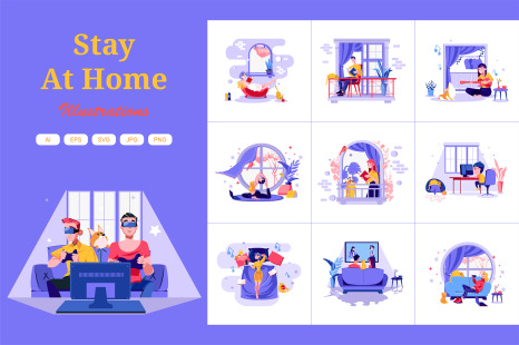 M341_Stay At Home Illustration Pack - Office employee