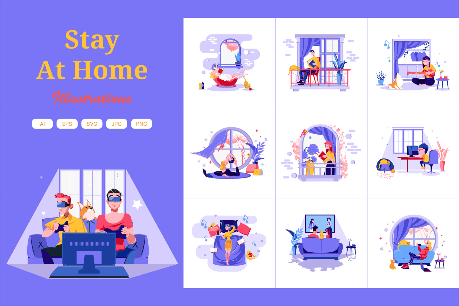 M341_Stay At Home Illustration Pack