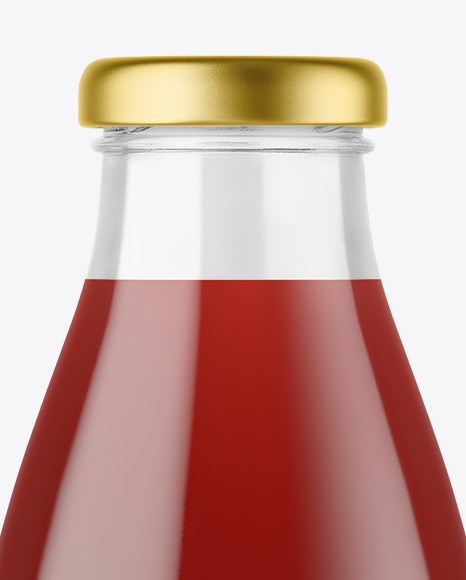 Clear Glass Bottle with Cherry Juice Mockup