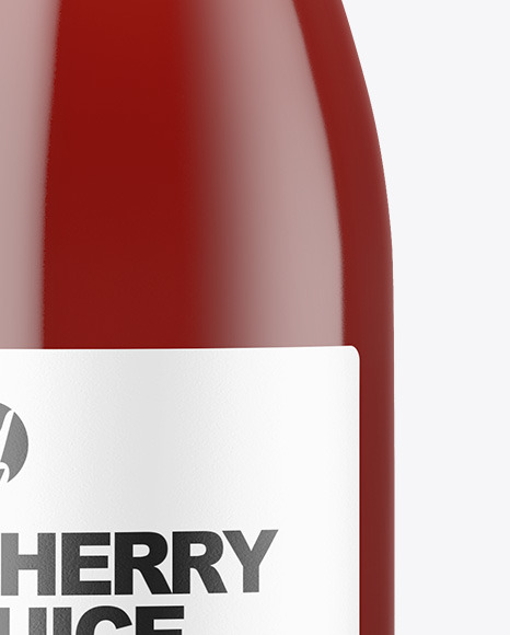 Clear Glass Bottle with Cherry Juice Mockup