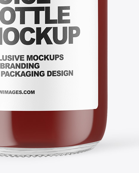 Clear Glass Bottle with Cherry Juice Mockup