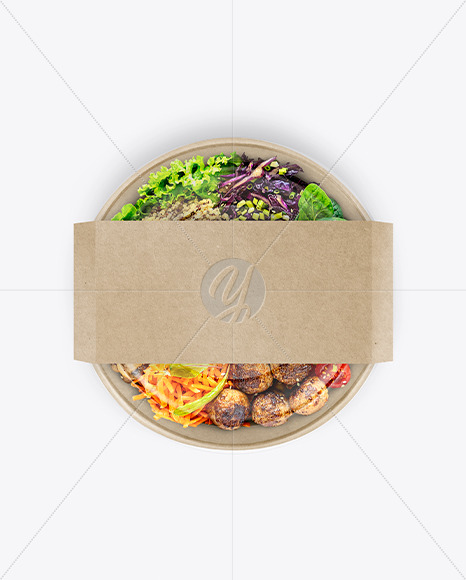 Paper Bowl With Lunch Mockup