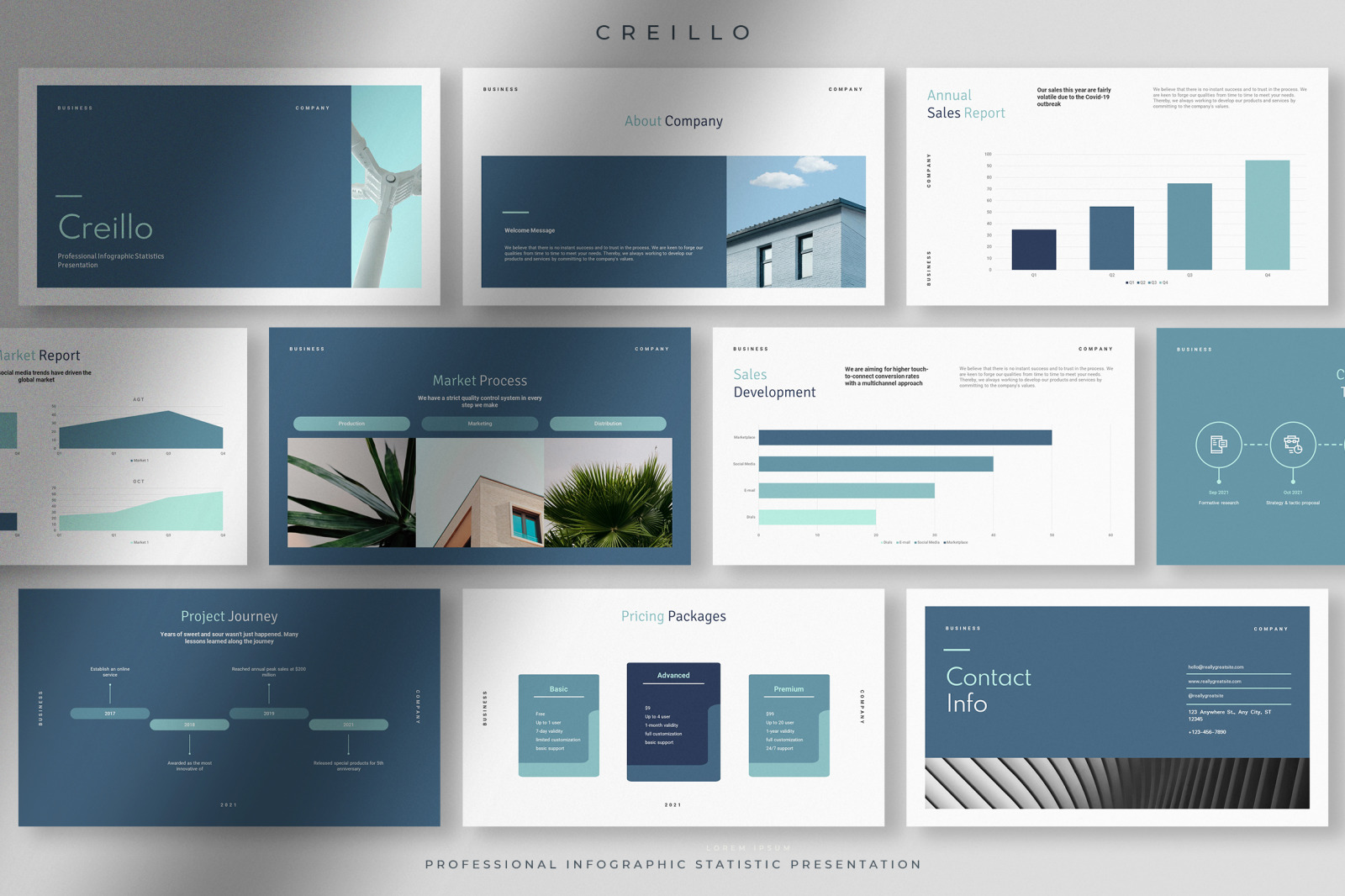 Creillo - Blue Lake Professional Infographic Statistics Presentation