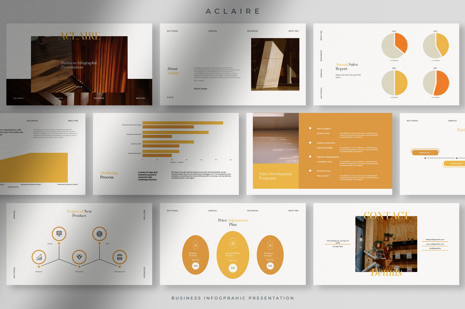 Aclaire - Yellow Business Infographic Presentation Aclaire - Yellow Business Infographic Presentation