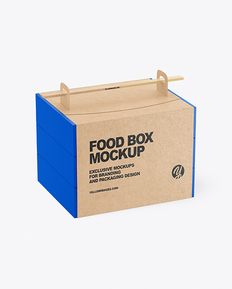 Paper Food Box with Sticks Mockup