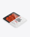 Plastic Tray With Glossy Film & Chorizo Sausage Mockup Half View