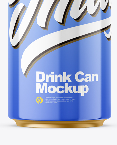 Metallic Drink Can w/ Glossy Finish Mockup