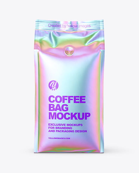 Glossy Coffee Bag Mockup - Front View