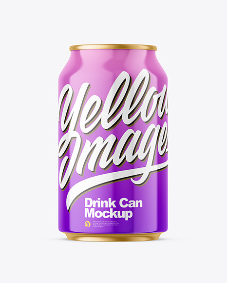 Metallic Drink Can w Glossy Finish Mockup - Energy drink can mockup